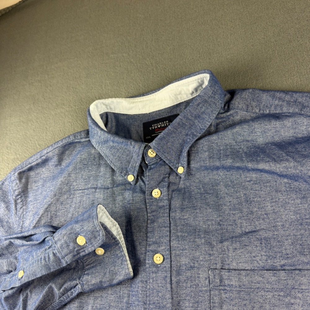 Charles Tyrwhitt Oxford Shirt Men's 2XL Blue OCBD Office Chambray Casual Dress